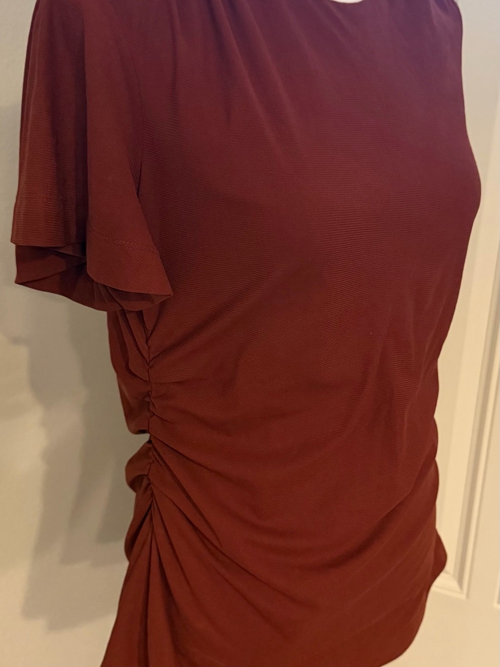 Halogen Rust Short Sleeve Ruched Side Tunic